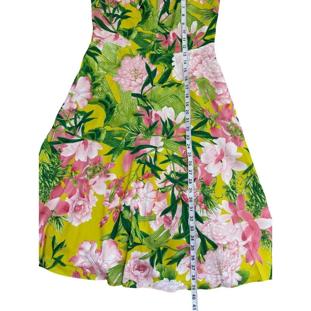 Natori Womens Size 6 Passion Peony Floral Halter Dress Tropical Green Pink NEW - Picture 6 of 7